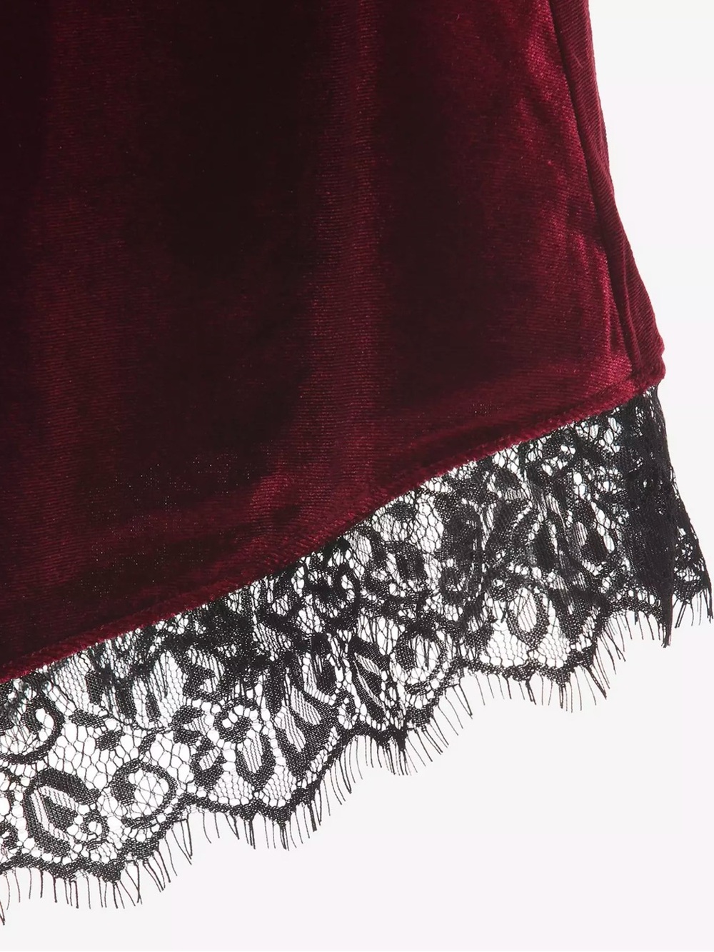 Hot Topic Burgundy Velvet Lace trim Vampire Vibe Grunge Goth Midi Dress 1x - Picture 3 of 6